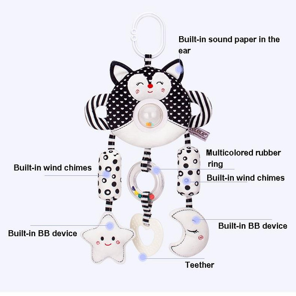 Newborn Baby Stroller Pendant Black And White Wind Chime 0-1 Year Old Early Education Toy Baby Comfort Bed Bell(2A Elephant)