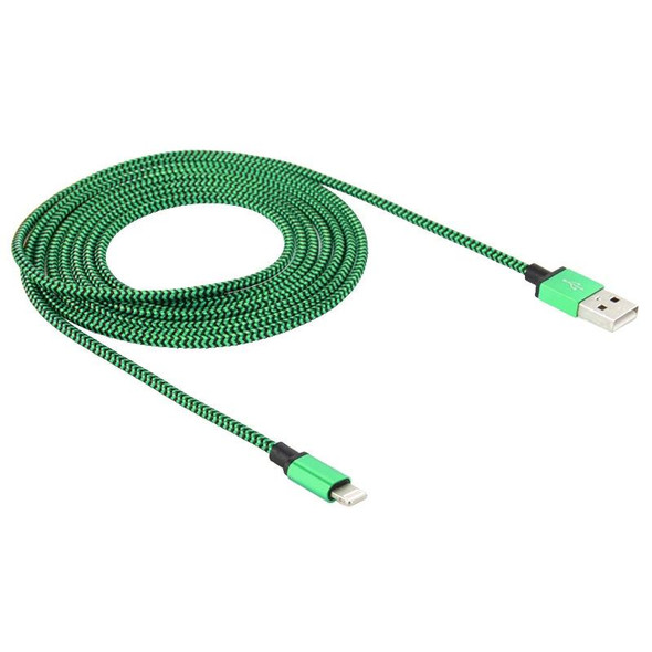 2m Woven Style 8 Pin to USB Sync Data / Charging Cable(Green)