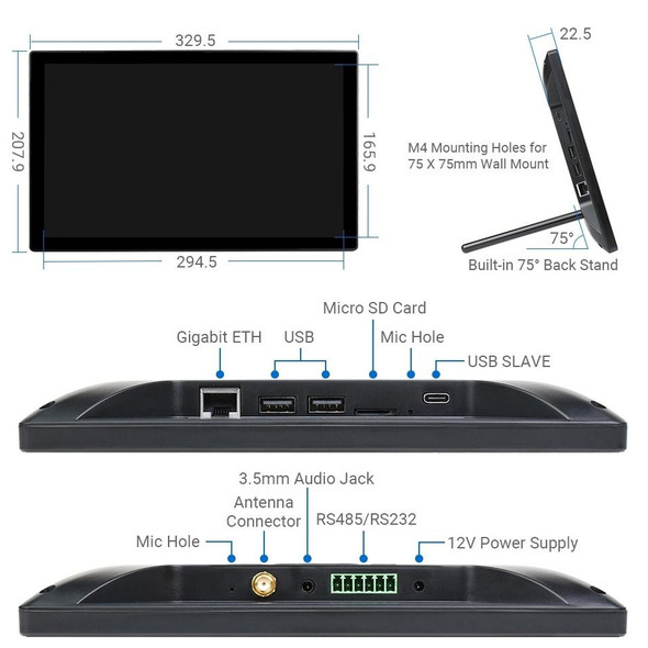 WAVESHARE Mini-Computer Powered by Raspberry Pi CM4 Touch Screen(UK Plug)