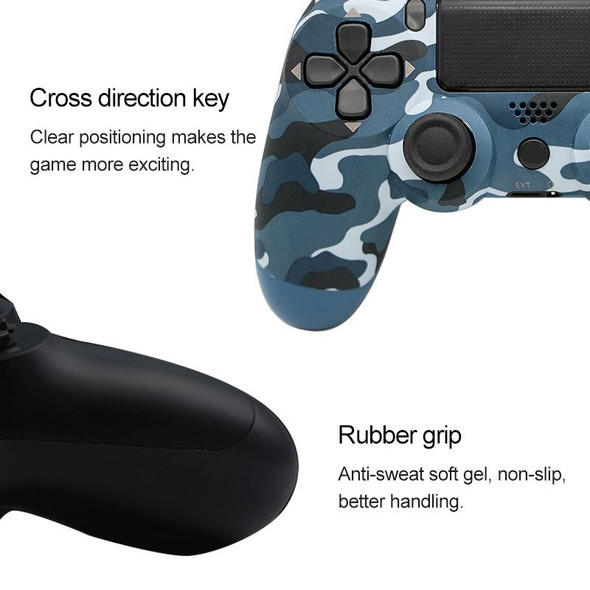 Camouflage Wireless Bluetooth Game Handle Controller with Lamp for PS4, US Version(Blue)