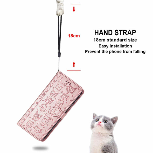 Blackview A100 Lovely Cat and Dog Embossing Pattern Horizontal Flip Leatherette Case , with Holder & Card Slots & Wallet & Cartoon Clasp & Lanyard(Rose Gold)