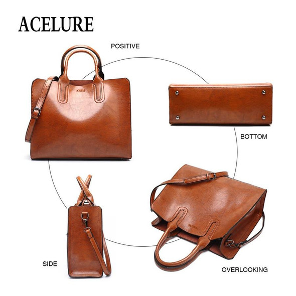 Leather Handbags Big Women Bag Casual Female Bags Trunk Tote Shoulder Bag Ladies Large Bolsos, Color:Burgundy