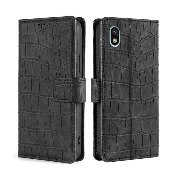 Sony Xperia Ace III Skin Feel Crocodile Magnetic Clasp Leather Phone Case(Black)