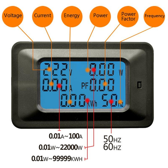100A Household Multifunctional Watt-hour Meter AC Digital Voltage and Current Meter Power Monitor