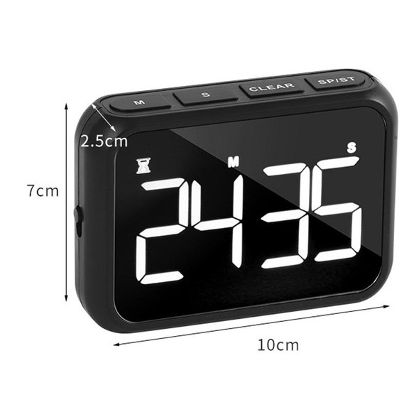 Rechargeable Large Screen LCD Electronic Timing Reminder Alarm Clock Kitchen Baking Timer(White)