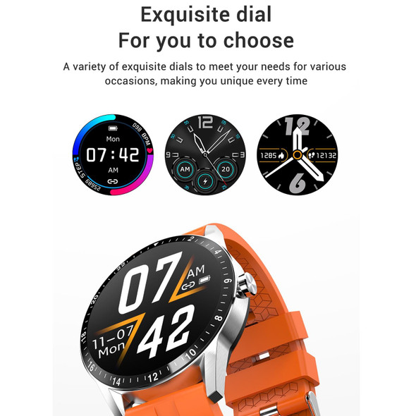G20 1.3 inch IPS Color Screen IP67 Waterproof Smart Watch, Support Blood Oxygen Monitoring / Sleep Monitoring / Heart Rate Monitoring, Style: Silicone Strap(Orange)