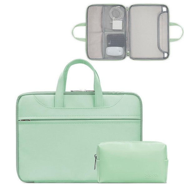 Baona BN-Q006 PU Leatherette Full Opening Laptop Handbag - 13/13.3/14 inches(Mint Green+Power Bag)