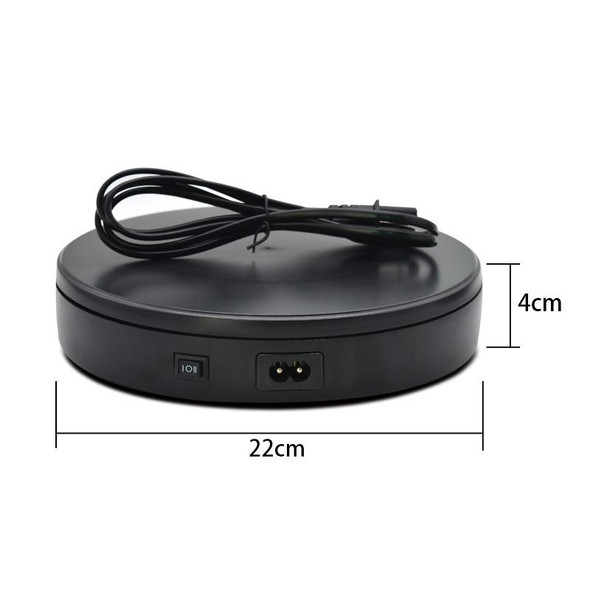22cm Electric Rotating Turntable Display Stand Live Video Shooting Props Turntable Jewelry Shoes Display Platform (Black)