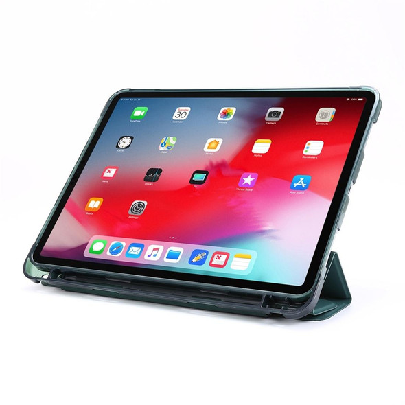 iPad Pro 12.9 (2020/2018) Multi-folding Horizontal Flip PU Leather + Shockproof TPU Case with Holder & Pen Slot(Green)