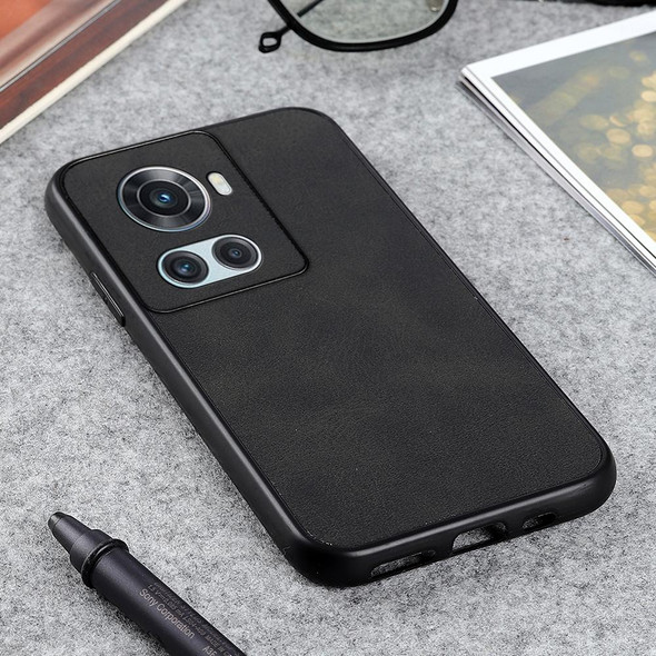 OnePlus Ace Accurate Hole Two-color Calf Texture PU Phone Case(Black)