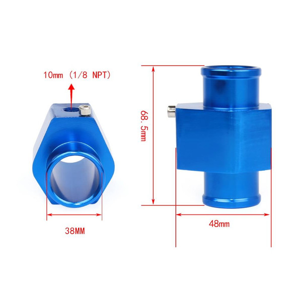 Car Water Temperature Meter Temperature Gauge Joint Pipe Radiator Sensor Adaptor Clamps, Size:38mm(Blue)