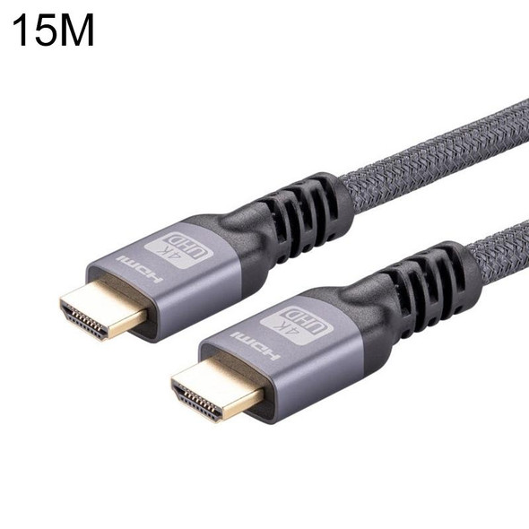 HDMI 2.0 Male to HDMI 2.0 Male 4K Ultra-HD Braided Adapter Cable, Cable Length:15m(Grey)