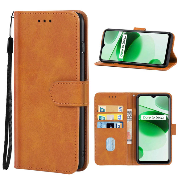 Leather Phone Case - OPPO Realme C35(Brown)