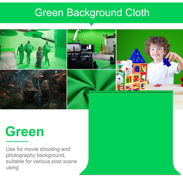 PULUZ 2m x 2m Photography Background 120g Thickness Photo Studio Background Cloth Backdrop(Green)