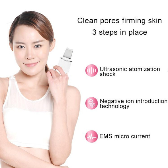 2W Ultrasonic Vibration Face Cleansing Machine Dead Skin Cleaner Scrubber Shovel Tool Face Beauty Instrument (White)