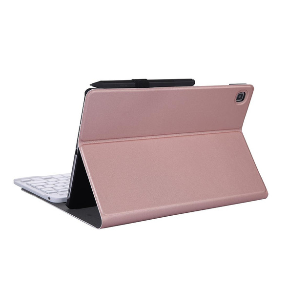 A610 - Galaxy Tab S6 Lite 10.4 P610 / P615 (2020) Bluetooth Keyboard Tablet Case with Stand & Elastic Pen Band(Rose Gold)