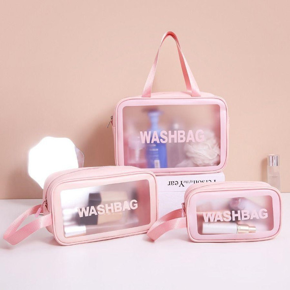 2 PCS Frosted Translucent Waterproof Storage Bag Cosmetic Bag Swimming Bag Wash Bag Black M