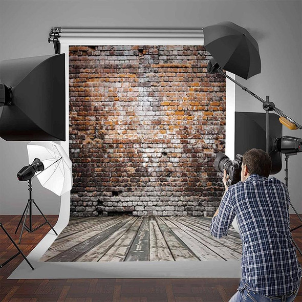 3740 2.1m x 1.5m Brick Wall and Wooden Floor Photography Background