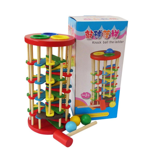 Children Toys Infant Educational Toys Wooden Toys Color Knock Ball Off the Ladder Tables Toys Intelligence Development