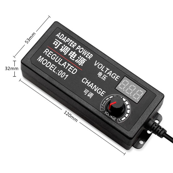 AC To DC Adjustable Voltage Power Adapter Universal Power Supply Display Screen Power Switching Charger EU, Output Voltage:9-24V-3A