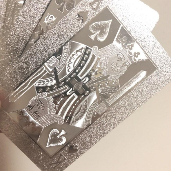 2 PCS Waterproof Durable Silver Foil Plastic Creative Playing Cards Gift
