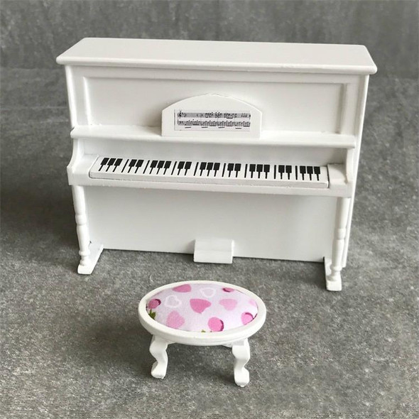 1:12 Mini House Toy Simulatio Piano and Bench(Pink )