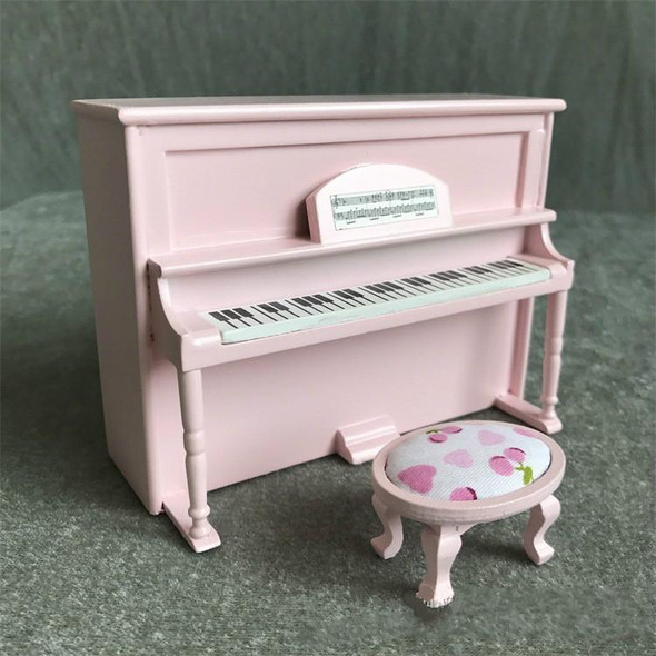 1:12 Mini House Toy Simulatio Piano and Bench(Pink )
