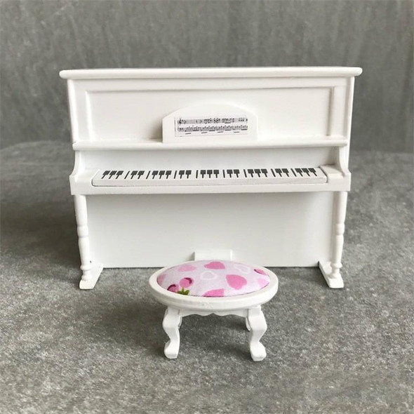1:12 Mini House Toy Simulatio Piano and Bench(White )