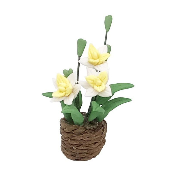 1:12 Mini Doll House Toy Simulation Yellow Cattleya Flower Model(Yellow )