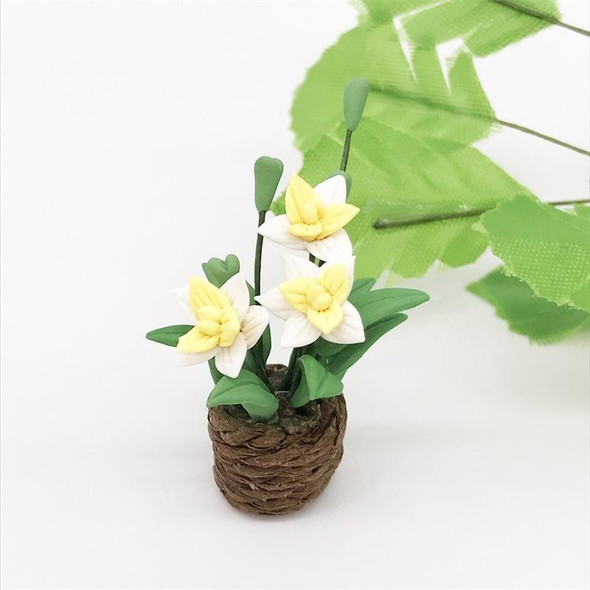 1:12 Mini Doll House Toy Simulation Yellow Cattleya Flower Model(Yellow )