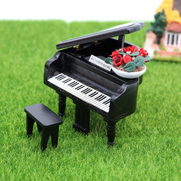 1:12 Mini House Toy Simulation Grand Piano Decoration(black )