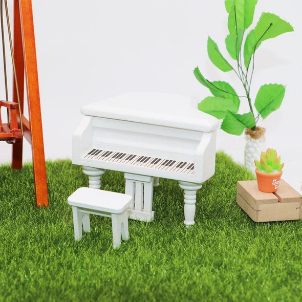 1:12 Mini House Toy Simulation Grand Piano Decoration(White )