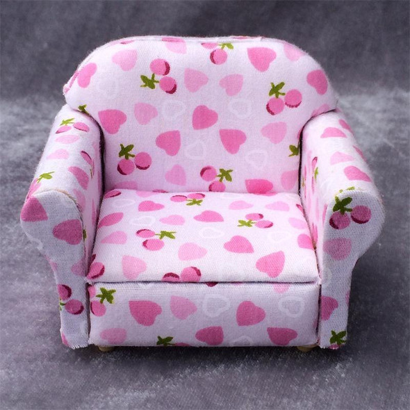 1:12 Doll House Vintage Strawberry Sweetheart Single Mini Sofa Toy(Pink)