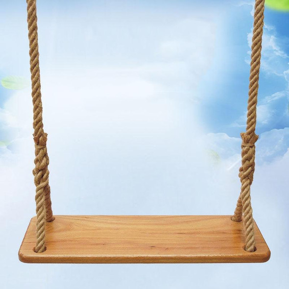 Outdoor Swing Indoor Balcony Children Adult Solid Wood Swing, Style:Hemp Rope(50x13 cm)