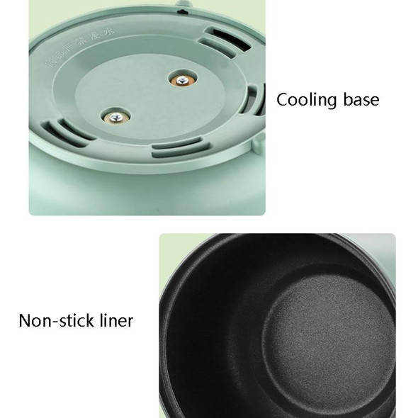 Multi-Function Electric-Cooker Mini Dormitory Student Cooking Rice Stir Frying Non-Stick Pot, 110V US Plug, Colour: Green Manual with Steaming Grid(1.7L)