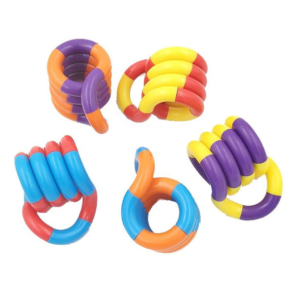 5 PCS Winding Deformation Rope Children Twisting Circle Puzzle Venting Decompression Toy,Random Color Delivery