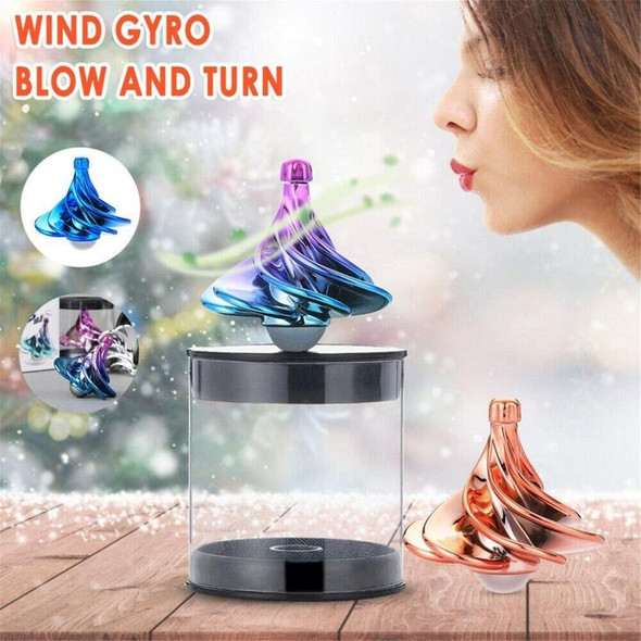 Air Aerodynamic Wind Gyroscope Blown Spin Silent Stress Relief Toys WinSpin Wind Fidget Spinner(Rose Gold)
