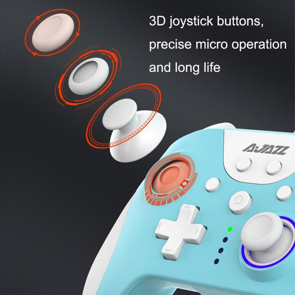 Ajazz AG110 Wired Vibration Sensing Gamepad - Xbox, Cable Length: 2m(White Blue)