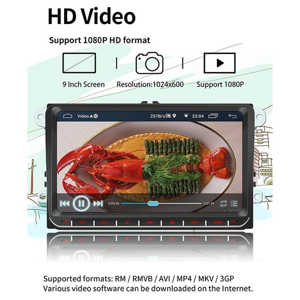 9093 Car HD 9 inch Radio Receiver MP5 Player for Volkswagen, Support FM & Bluetooth & TF Card & GPS & WiFi