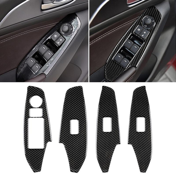 Car Carbon Fiber Left Drive Window Lift Panel Decorative Sticker for Mazda Axela 2014 / 2017-2018