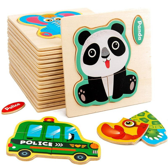 10 PCS Children Educational Animal Three-Dimensional Wooden Puzzle Toy(Bear)