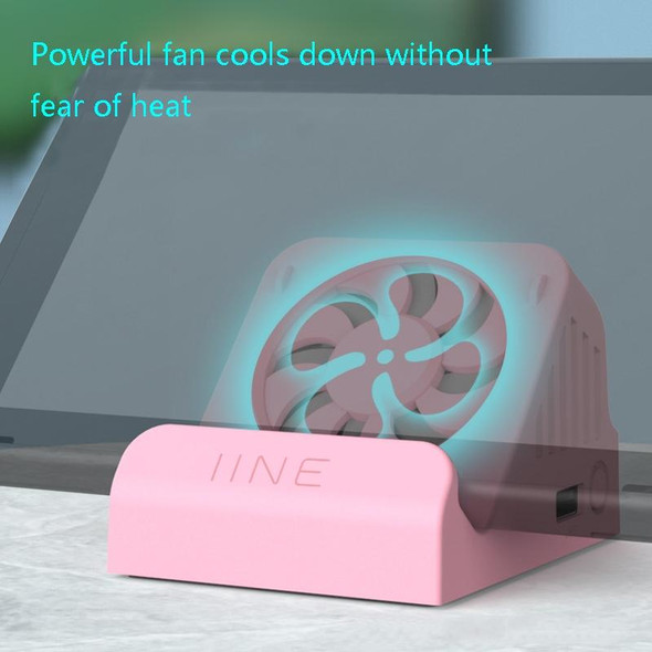 IINE Portable Video Conversion Base With Fan Cooling HDMI Video Converter - Nintendo Switch(Pink-L389)