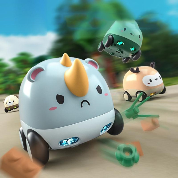 Cartoon Cute Pet Pull Back Car Children Mini Puzzle Inertia Car Toy(Rhino )