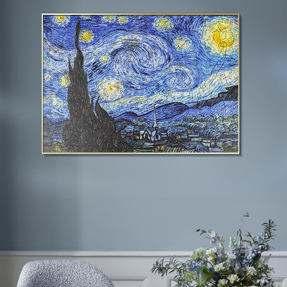 Irregular Wooden Puzzle Adult High Difficulty Creative Gift(The Starry Night)
