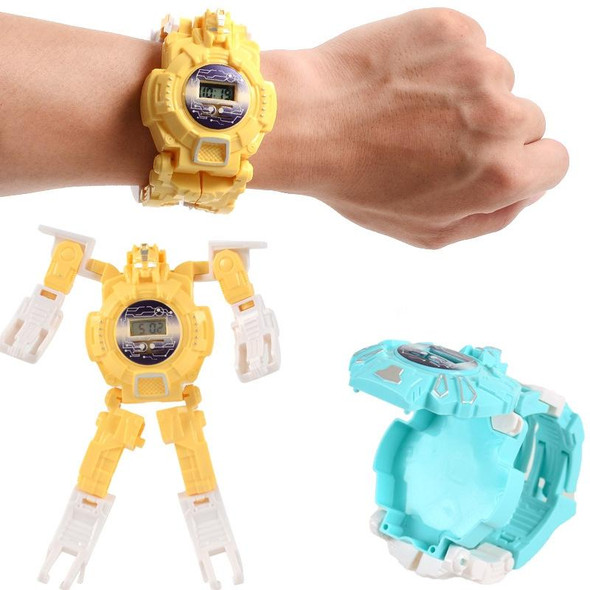 3 PCS Children Electronic Watch Cartoon Deformation Robot Toy Watch(Blue )