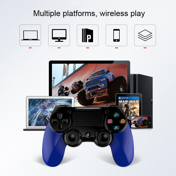 2 PCS Bluetooth Wireless Gamepad Touch Screen With Light Audio Dual Vibration Controller - PS4(Blue)