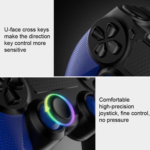 2 PCS Bluetooth Wireless Gamepad Touch Screen With Light Audio Dual Vibration Controller - PS4(Blue)