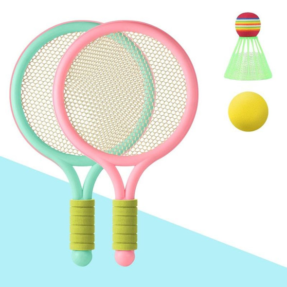 2 Pairs Children Badminton Tennis Racket Outdoor Sports With Two Balls(Pink Green)