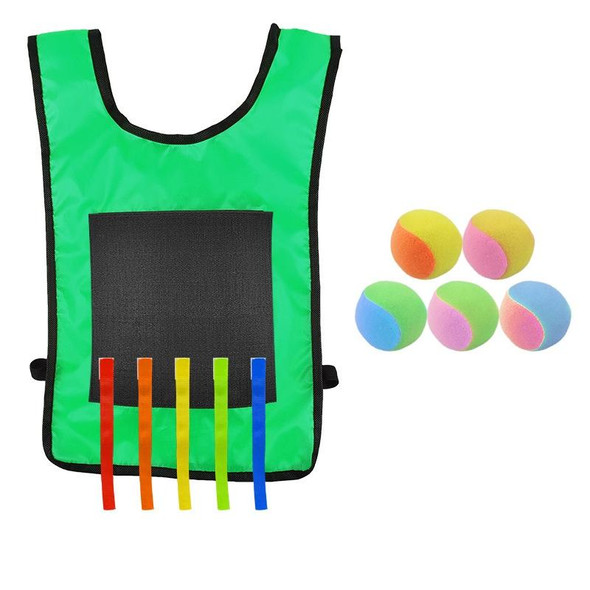 Children Dodgeball Vest - Parent-child Outdoor Games With 5 Balls, Specification: Large + 5 Tails (Green)