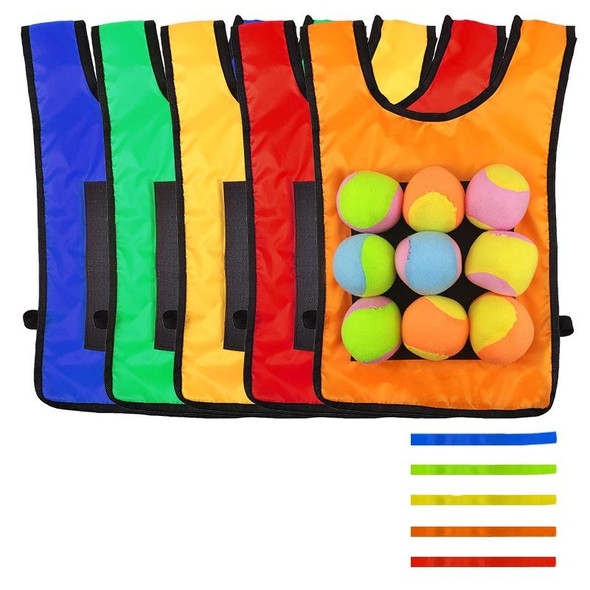 Children Dodgeball Vest - Parent-child Outdoor Games With 5 Balls, Specification: Small + 5 Tails (Yellow)